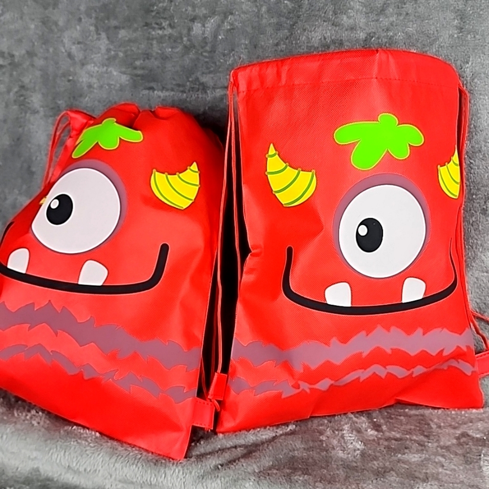 Set of 2 Podzly Monster Drawstring bags. NEW no tags